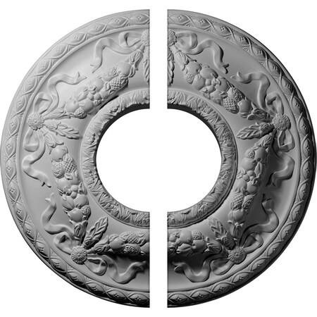 Ekena Millwork Hurley Ceiling Medallion, Two Piece (Fits Canopies up to 7 1/4"), 22 1/8"OD x 7 1/4"ID x 1 3/4"P CM26HU2